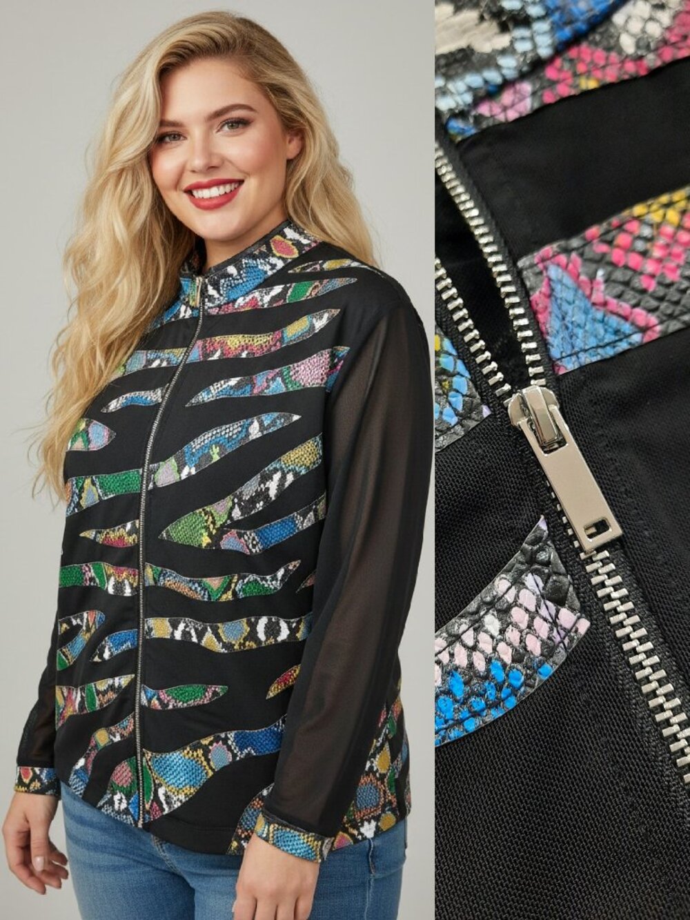 Y2K mesh & faux snakeskin jacket - Draper's & Damon's brand